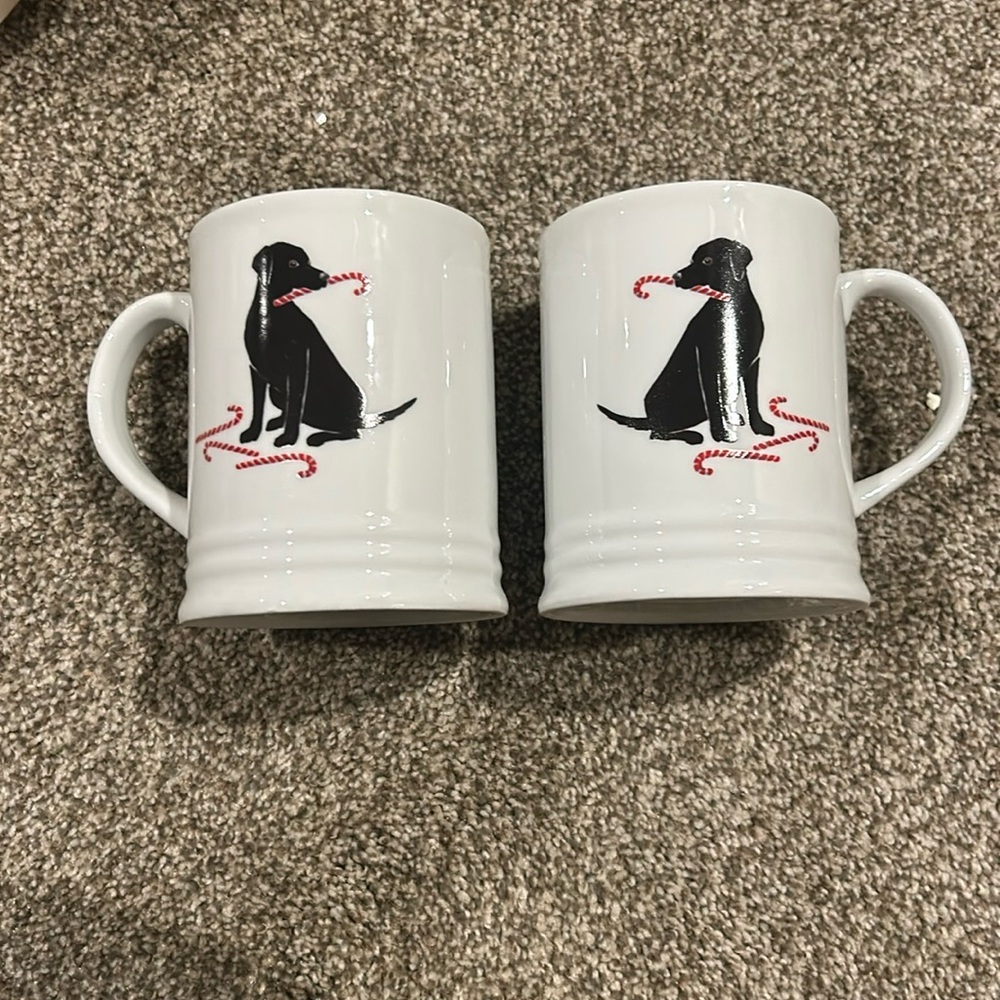 Dog Design White Mugs Set